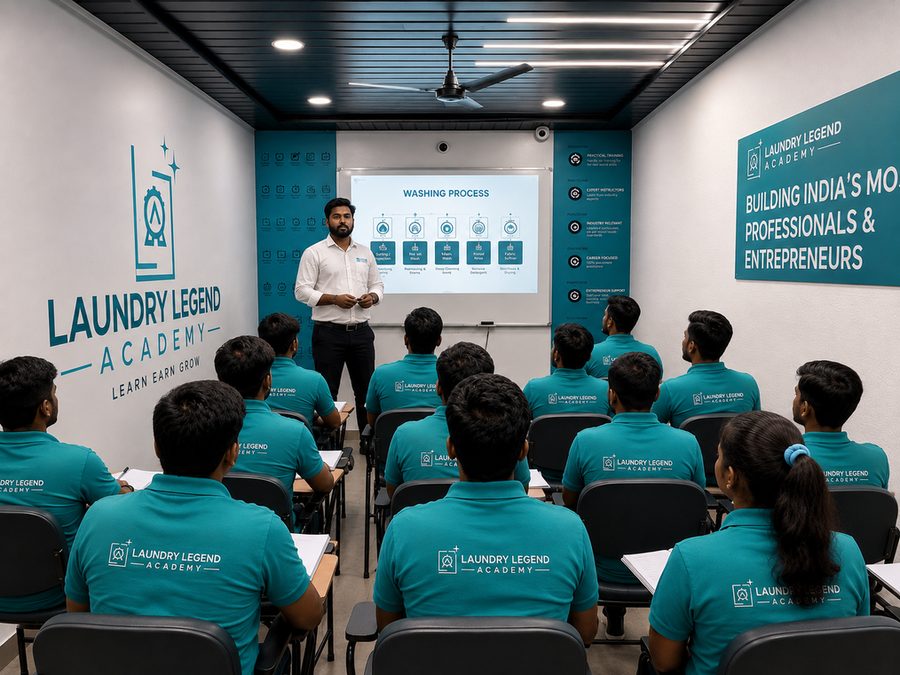 A full classroom of Laundry Legend Academy trainees